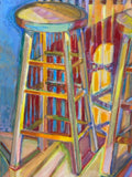 Painting 'Three Bar Stools' by Richard Fraenkel