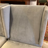 Pair of Grey Calvin Klein Suede Wingback Chairs