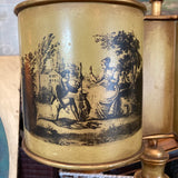 Tin tole double shade black and green lamp