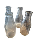 8 Vintage Glass Milk Bottles in Metal Carrier