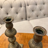 CANDLE HOLDER brass embossed with flowers