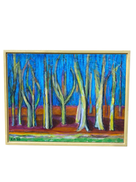 Painting 'Trees' on Red Landscape by Richard Fraenkel