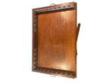 tray table on stand with gallery and brass handles