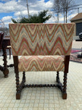 Louis XIV Style Hand Carved Walnut Barley Twist Arm Chair