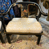 pair of black lacquer low chairs