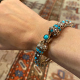 14k Indian Bracelet with Turquoise Stones, as is
