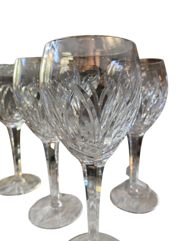 Set Of 5 Waterford Crystal White Wine Glasses