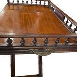 tray table on stand with gallery and brass handles