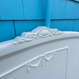 White Painted Full Size Curved Frame Bed with Side Rails /Slats
