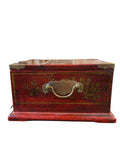 Red Wooden Chinese lacquer travel box with mirror