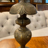 CANDLE HOLDER brass embossed with flowers