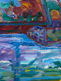 Painting Untitled Trestle Bridge In Yellow Frame by Richard Fraenkel