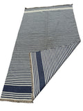 Woven Blue and White Striped Rug