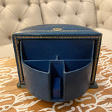 Blue Leather Box with Hidden Compartment & Gold Detail