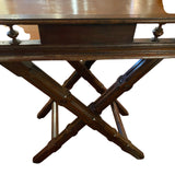 tray table on stand with gallery and brass handles