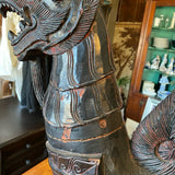 pair of wood carved foo dogs