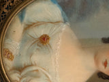 Handpainted Portrait Miniature Of Woman With Red Hair Piece