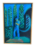 Painting of Fraenkel in Abstract Garden by Richard Fraenkel