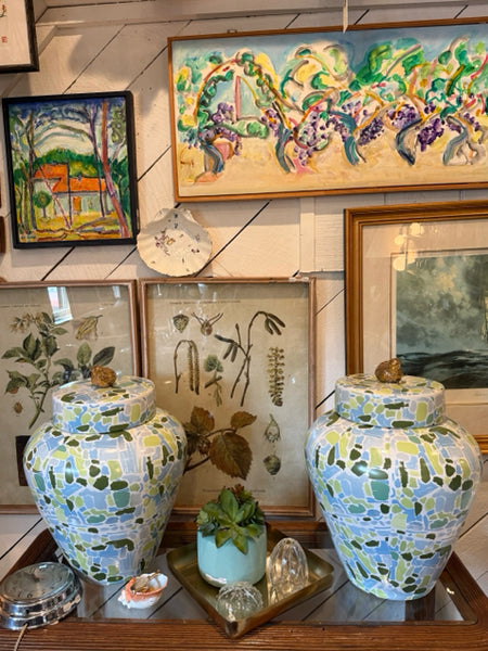 Pair of Blue and Green Jars by Chelsea House