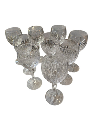 Set Of 9 Waterford Crystal Red Wine Glasses