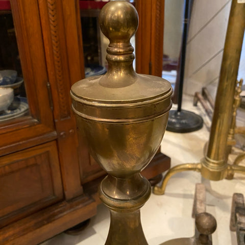 pair of brass andirons