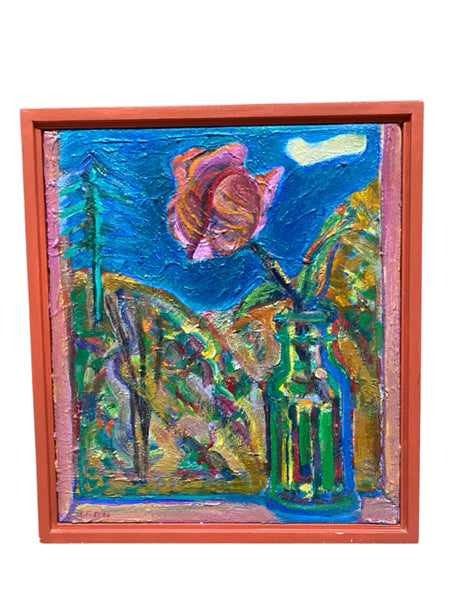 Painting 'Rose in a Bottle' by Richard Fraenkel