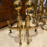 brass cannonball andirons