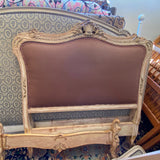 Pair of Painted Victorian Twin Beds with Upholstered Headboards