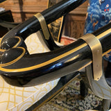pair of black lacquer low chairs