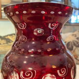 red bohemian glass vase