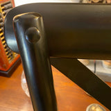 set of 4 black bar stools with woven seats