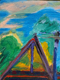 Painting Untitled Trestle Bridge In Yellow Frame by Richard Fraenkel