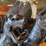 pair of wood carved foo dogs