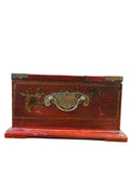 Red Wooden Chinese lacquer travel box with mirror