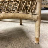 White Wicker Dining Set with Glass Top Table & Six Chairs