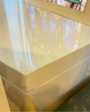modern white laquer console table