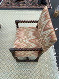 Louis XIV Style Hand Carved Walnut Barley Twist Arm Chair