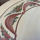 Round hand painted drum table with pedestal base