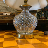 small crystal lamp with white shade