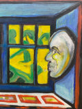 Painting 'Two Masks' by Richard Fraenkel