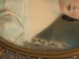 Handpainted Portrait Miniature Of Woman With Red Hair Piece
