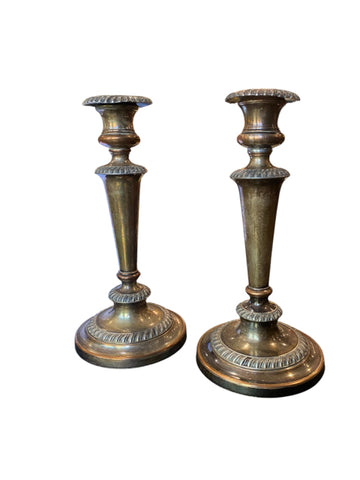 pair silver plate candleholders