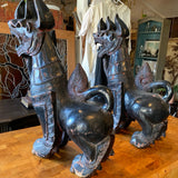 pair of wood carved foo dogs