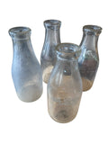 8 Vintage Glass Milk Bottles in Metal Carrier