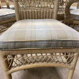 White Wicker Dining Set with Glass Top Table & Six Chairs