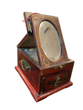 Red Wooden Chinese lacquer travel box with mirror