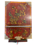 Red Wooden Chinese lacquer travel box with mirror
