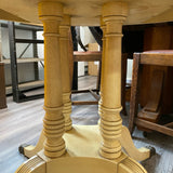 Round hand painted drum table with pedestal base