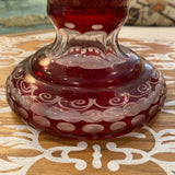 red bohemian glass vase