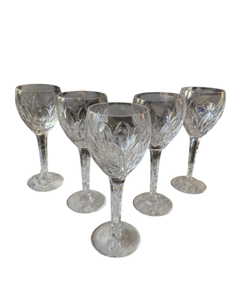Set Of 5 Waterford Crystal White Wine Glasses
